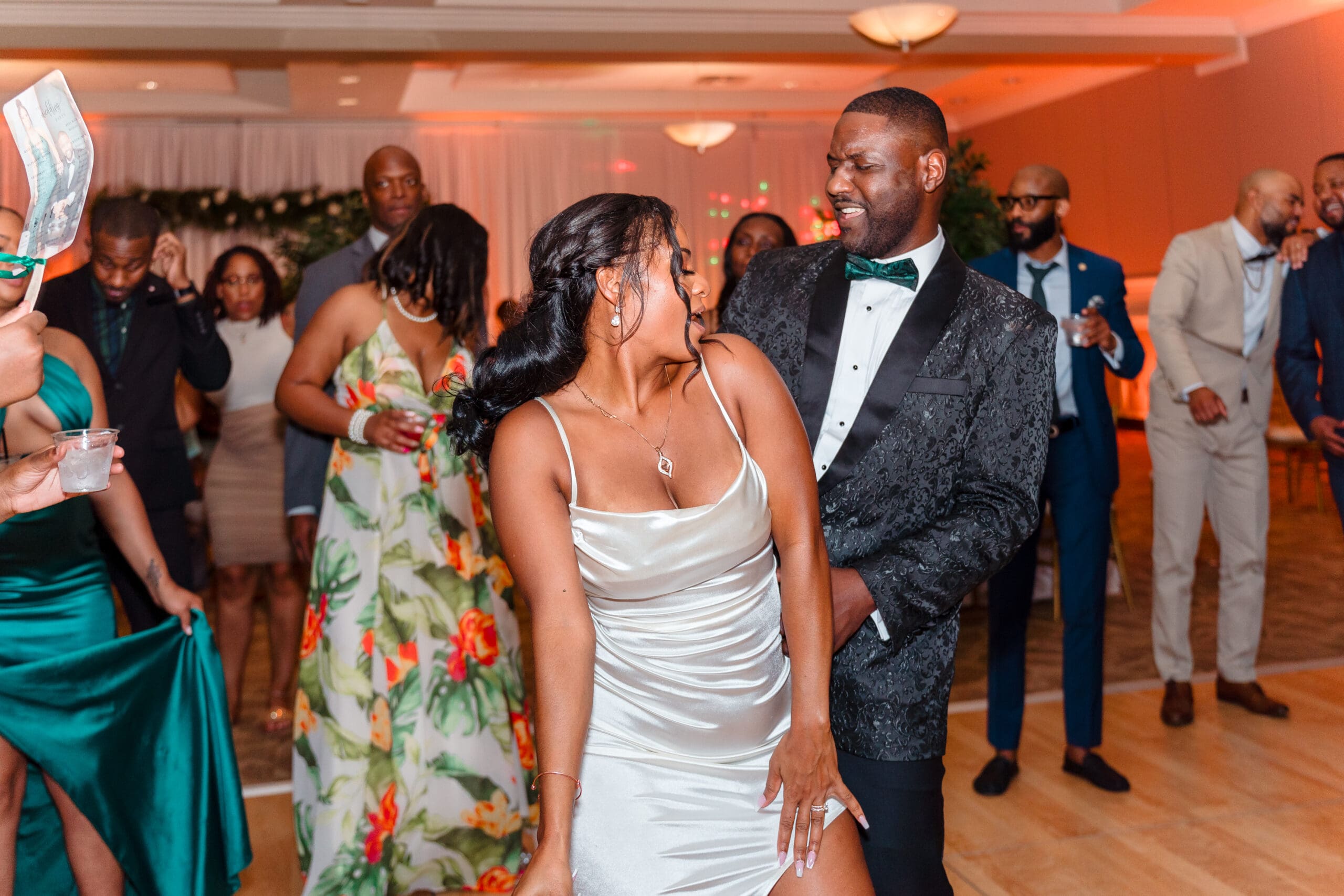 Lateisha and Glen dancing intimately at Ocoee Lakeshore Reception Center, showcasing their unique love and personalities.