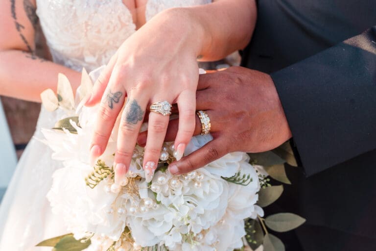 Close-Up of Bride and Groom's Wedding Rings