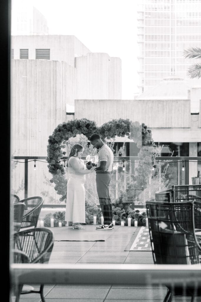 Sunset engagement photos at Eola View in Downtown Orlando