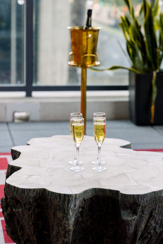 proposal with some glass and bottle