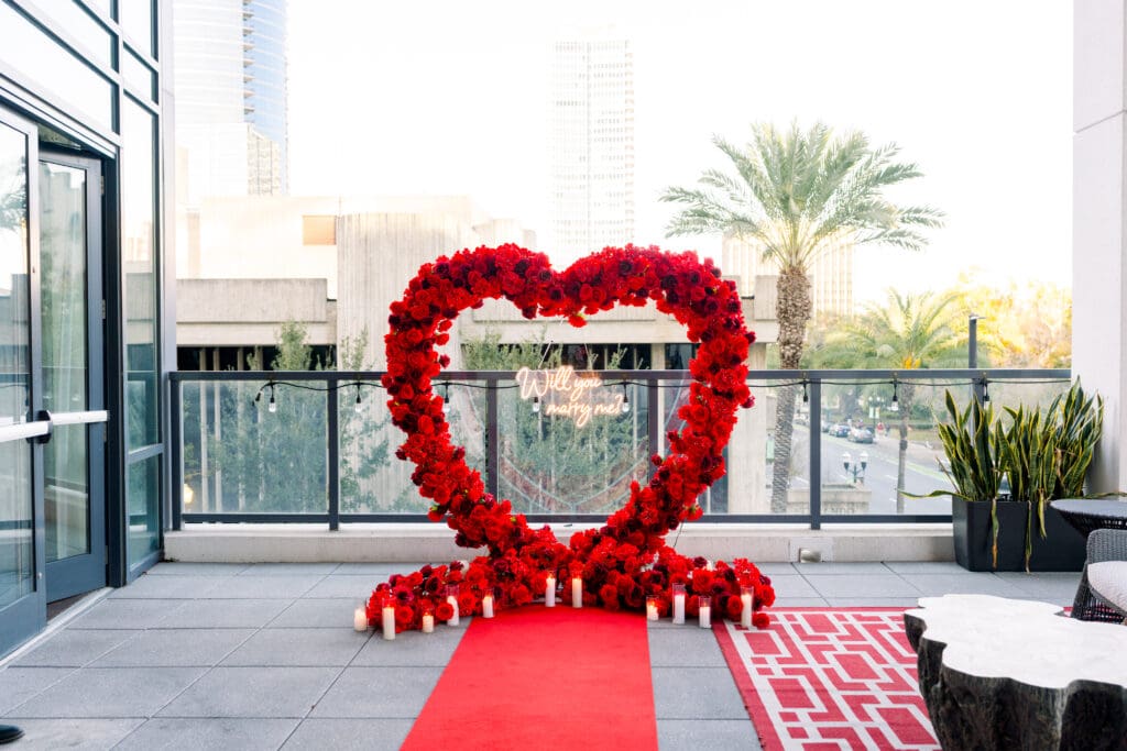 Romantic Downtown Orlando proposal photography at Eola View